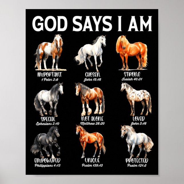 Poster God Says I Am Horse Christian Girl Teen Boy Bible  (Devant)