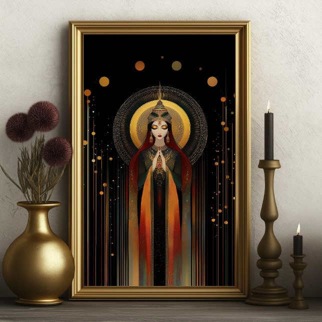 Poster Goddess celtique Brigid Arc-en-ciel Gold Black Art (Créateur téléchargé)