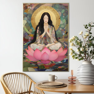 Poster Goddess Quan Yin Art Imprimer : Lotus de mosaïque 