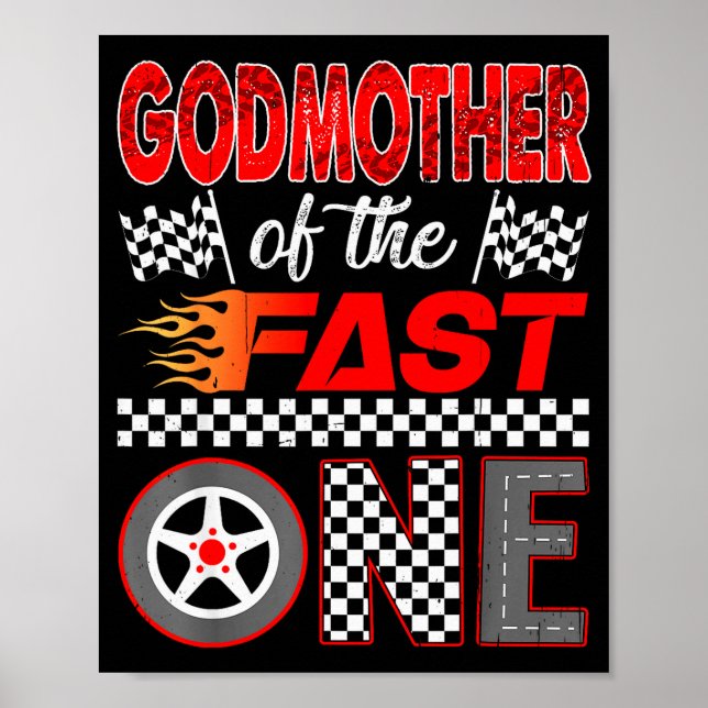 Poster Godmother Of The Fast One First Birthday Racing Ca (Devant)