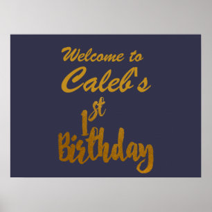 Poster Gold 1er anniversaire N'importe quelle couleur per