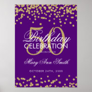 Poster Gold 50th Birthday Glitter Confetti Purple
