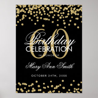 Poster Gold 60e anniversaire Parties scintillant Confetti