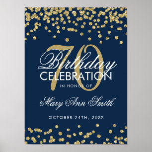 Poster Gold 70e anniversaire Parties scintillant Confetti