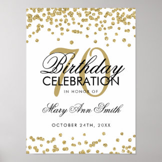 Poster Gold 70e anniversaire Parties scintillant Confetti