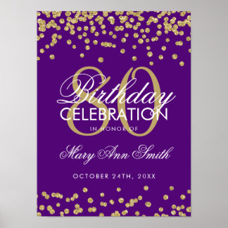 Poster Gold 80e anniversaire Parties scintillant Confetti