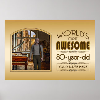 Poster Gold 80th Birthday Meilleur cadre photo personnali