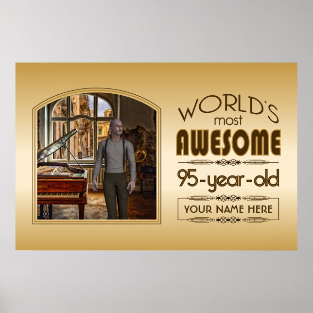 Poster Gold 95th Birthday World's Best Custom Photo Frame (Devant)