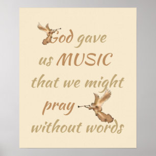 Poster Gold Angel Dieu nous a donné Musique Citation