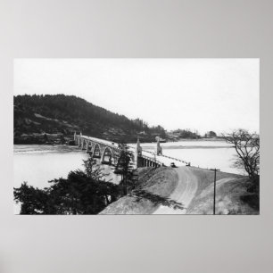 Poster Gold Beach, pont de l'Oregon au-dessus de la riviè