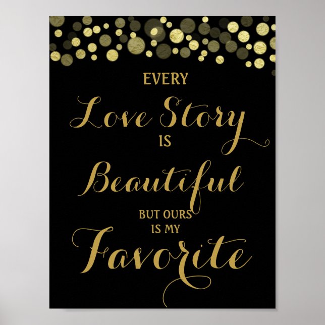 Poster Gold & Black Chaque histoire d'amour est -signe ma (Devant)
