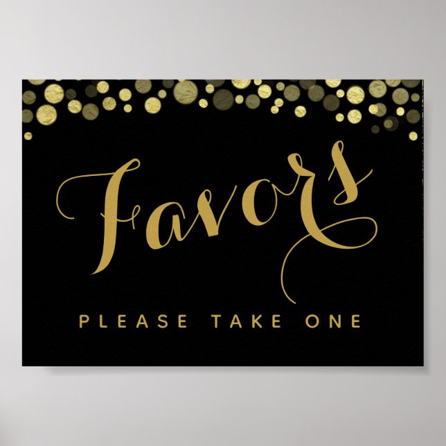 Poster Gold & Black Faveurs fête ou signe mariage (Devant)