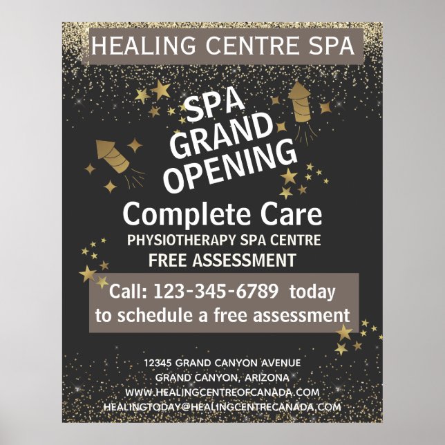 Poster Gold Black Glitterie Physio Center Grand Ouverture (Devant)
