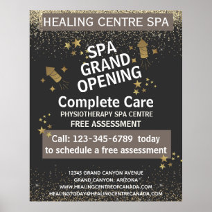 Poster Gold Black Glittery Physio Centre Grand Opening 