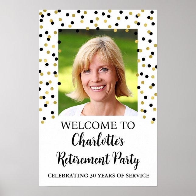 Poster Gold Black Retraite Party Custom 12x18 Photo (Devant)
