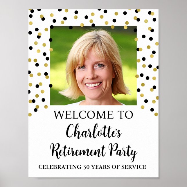 Poster Gold Black Retraite Party Custom 8.5x11 Photo (Devant)