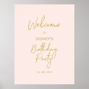 Poster Gold & Blush rose moderne fête d'anniversaire Bien