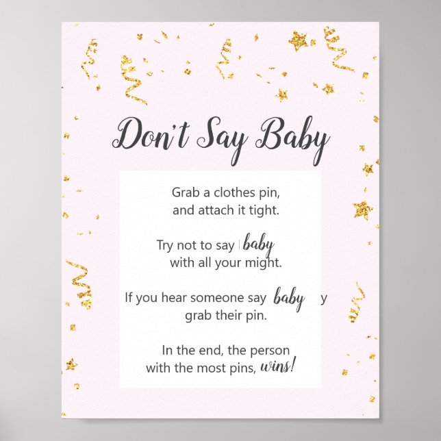 Poster Gold Celebration on Pink Don't Say Baby Game (Devant)
