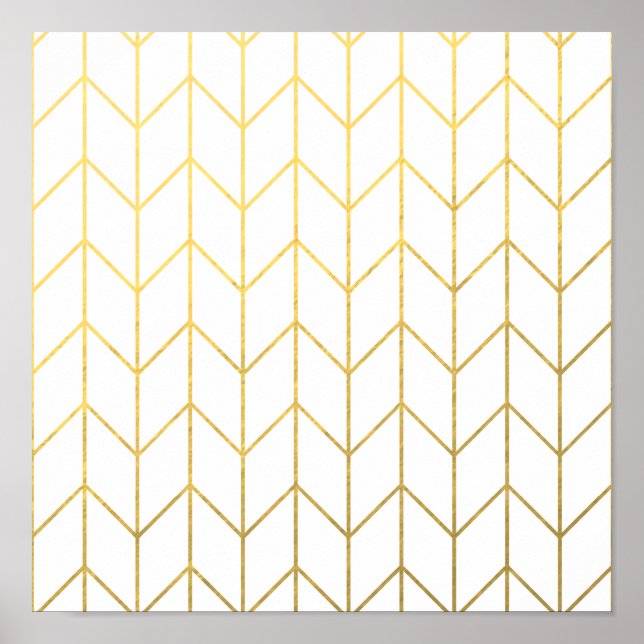 Poster Gold Chevron White Arrière - plan Modern Chic (Devant)