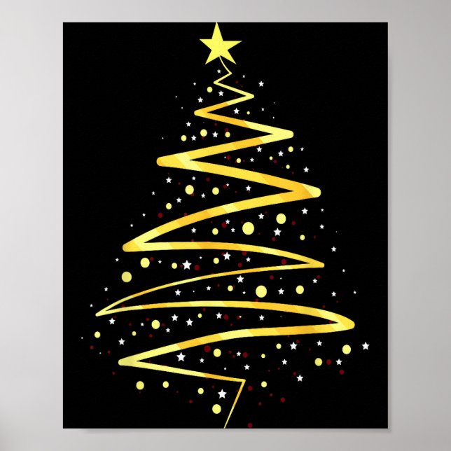 Poster Gold Color Christmas Tree Design  (Devant)