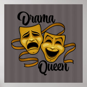 Poster Gold Comédie Et Tragédie Théâtre Masques Drama Que