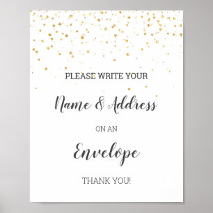 Poster Gold Confetti Baby shower Adresse Un Enveloppe Pan
