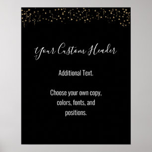 Poster Gold Confetti Décontracté Black Do It Yself Festiv