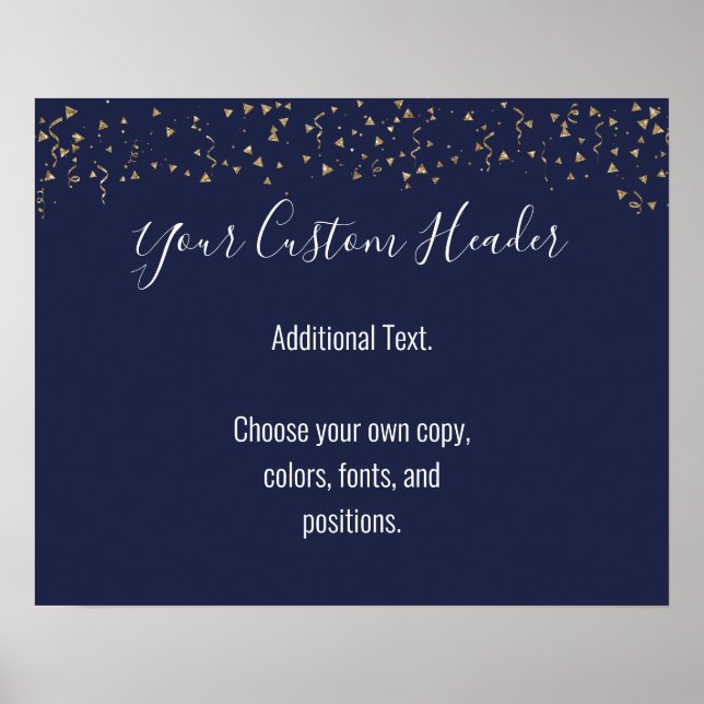 Poster Gold Confetti Décontracté Navy Faites-Le Vous-Même (Devant)