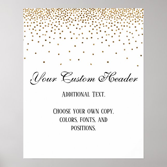 Poster Gold Confetti Élégant Do It Yself Mariage Sign (Devant)