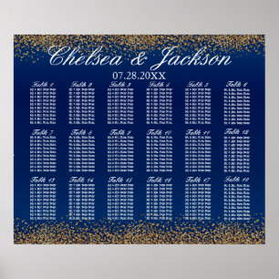 Poster Gold Confetti et Navy Blue -18 Seating Chart