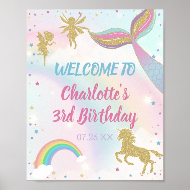 Poster Gold Dust Magique Unicorn Fairy Mermaid Anniversai (Devant)