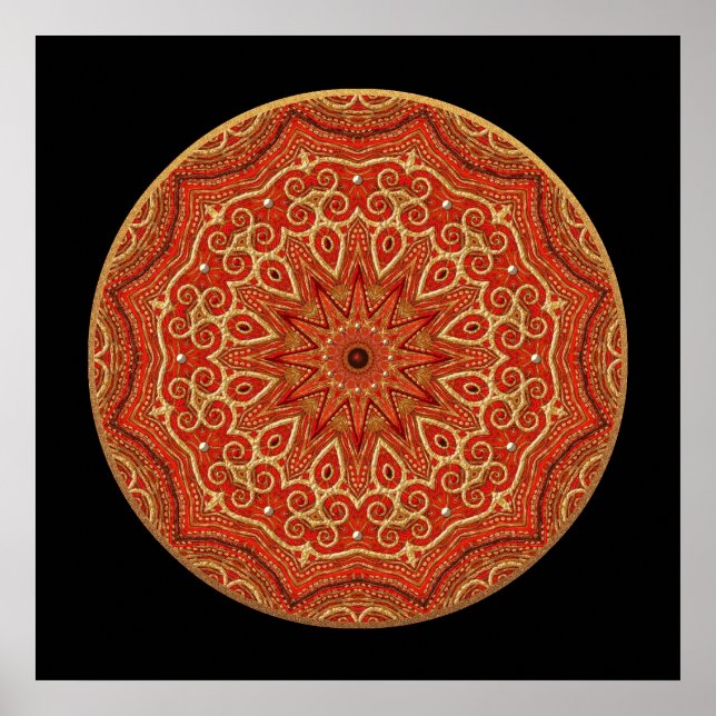 Poster Gold et Red Mandala (Devant)