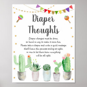 Poster Gold Fiesta Cactus Baby shower de réflexion sur le