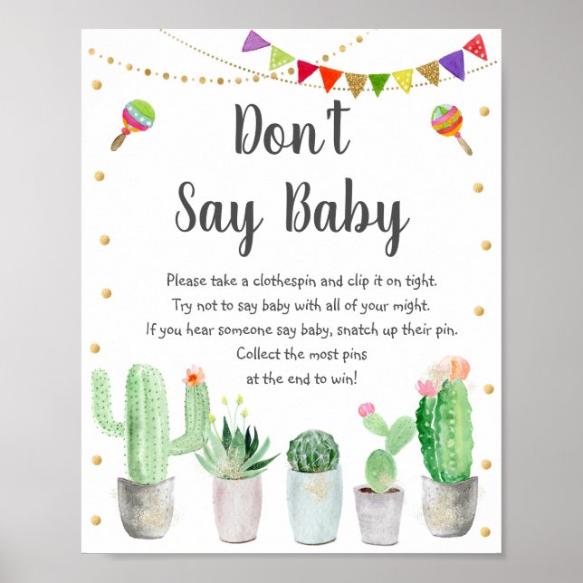 Poster Gold Fiesta Cactus Ne pas dire Baby Game (Devant)