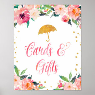 Poster Gold Floral Avril Cartes de douche et cadeaux