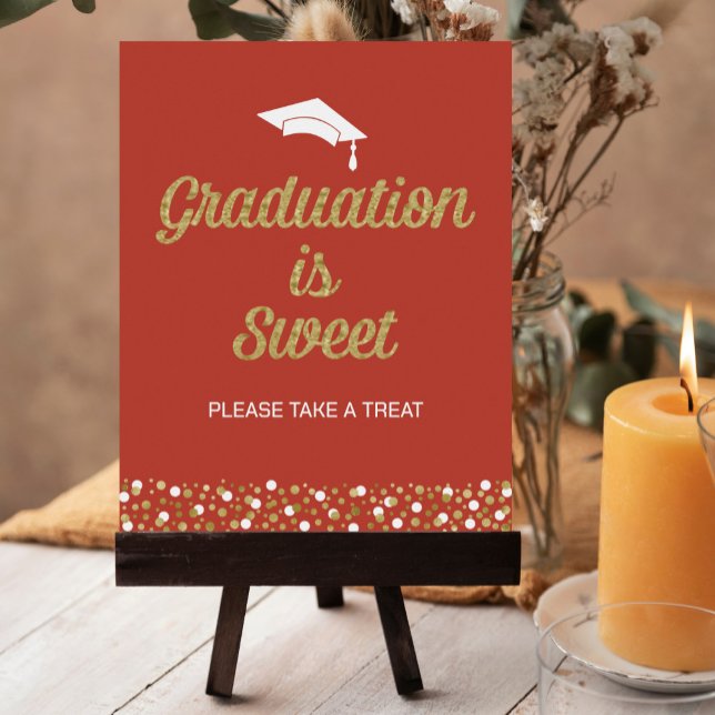 Poster Gold Foil Script Graduation est Sweet Grad Sign (Créateur téléchargé)