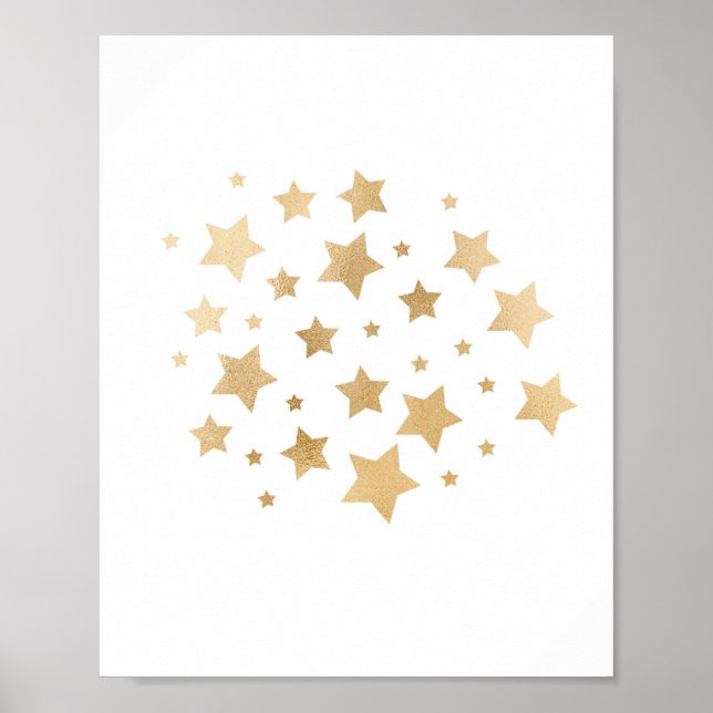 Poster Gold Foil Stars Parties scintillant Nursery Wall A (Devant)