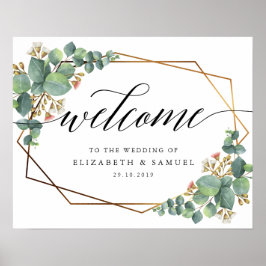 Poster Gold Frame Eucalyptus Bienvenue sur le panneau mar