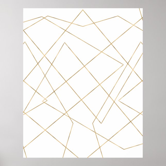 Poster Gold Geometric Strokes Abstract (Devant)