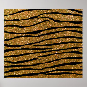 Poster Gold glitter zebra stripes
