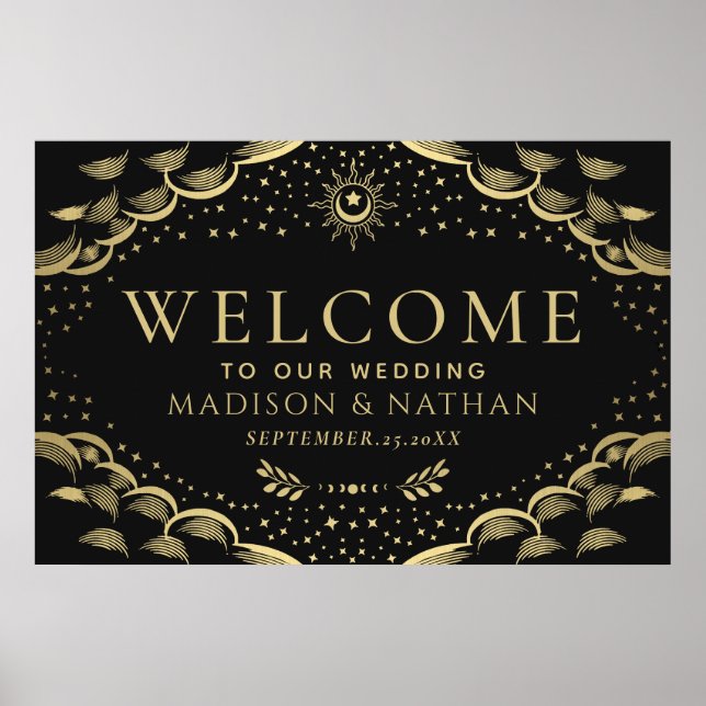 Poster Gold Gothique Tarot Card Mariage Bienvenue Grand P (Devant)