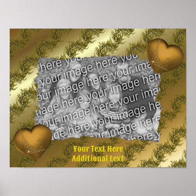 Poster Gold Hearts Élégant Ajouter votre photo personnali (Devant)