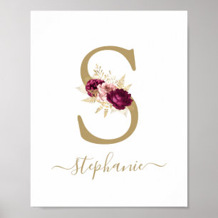 Poster Gold Letter 'S' Nursery Name Wall Art