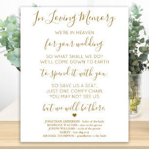 Poster Gold Love Mémoire Ciel Poème Mariage Memorial