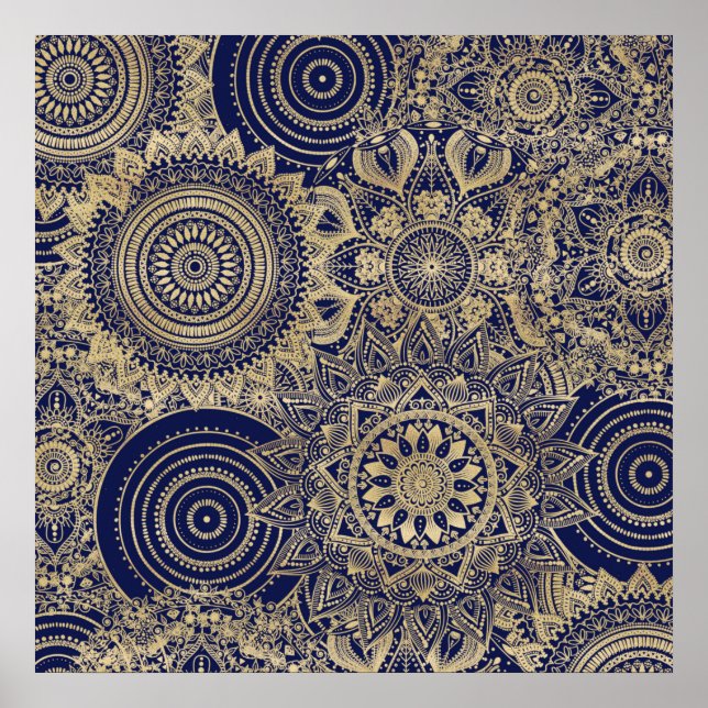 Poster Gold Mandala Collection Design bleu (Devant)