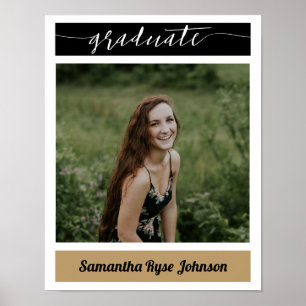 Poster Gold Modern Block Photo Graduation