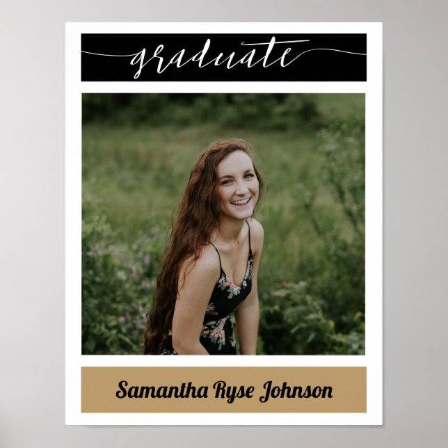 Poster Gold Modern Block Photo Graduation (Devant)