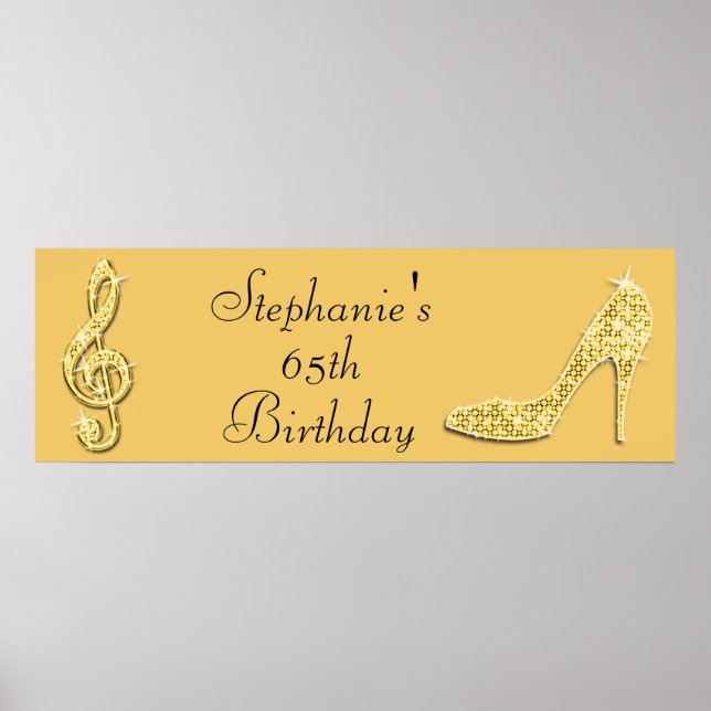 Poster Gold Music Note et Stiletto 65e anniversaire (Devant)