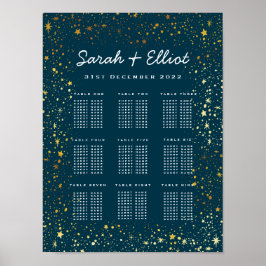 Poster Gold & Navy Stars Sparkle Mariage Sein Chart