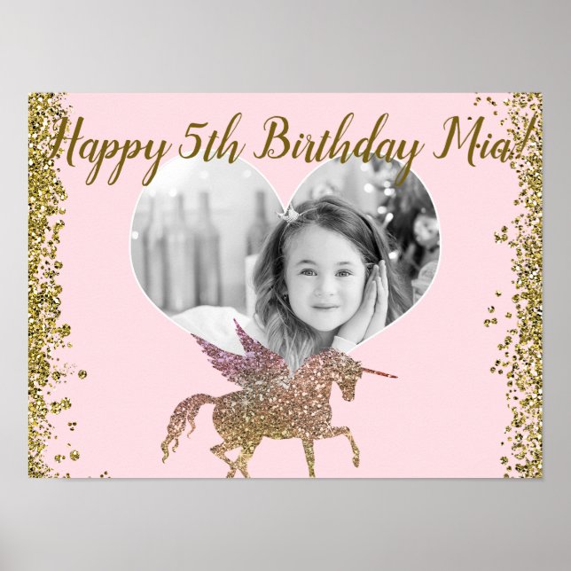 Poster Gold Parties scintillant Sparkle Unicorn Photo Ann (Devant)